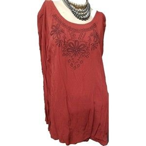 Faded Glory Size XL Embroidered Criss Cross Sexy Back Hippie Boho Rayon New